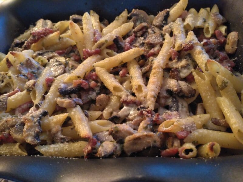 Cliquez pour zoomer ! Gratin de pennes aux champignons Thermomix par celinetteyo