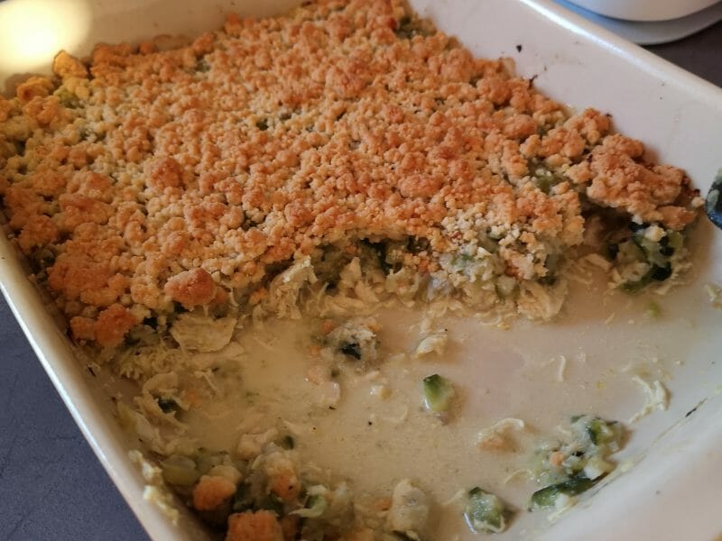 Cliquez pour zoomer ! Crumble poulet, courgettes et parmesan Thermomix par Delpatalamain