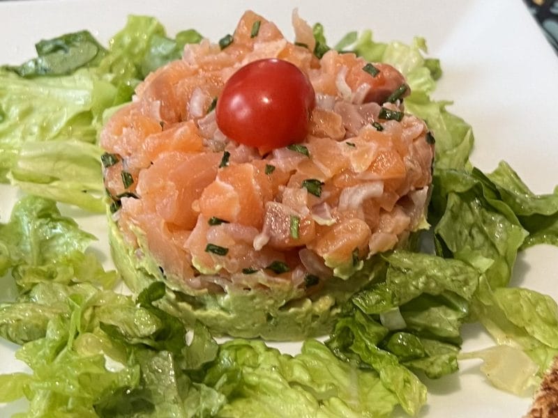 Cliquez pour zoomer ! Tartare aux 2 saumons sur purée d’avocat Thermomix par cathymarc
