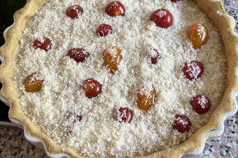 Cliquez pour zoomer ! Tarte aux tomates cerises et parmesan Thermomix par Mam’zelle Sylvie