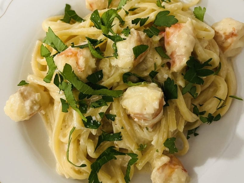 Cliquez pour zoomer ! Linguine aux poireaux et aux crevettes Thermomix par kiki31100
