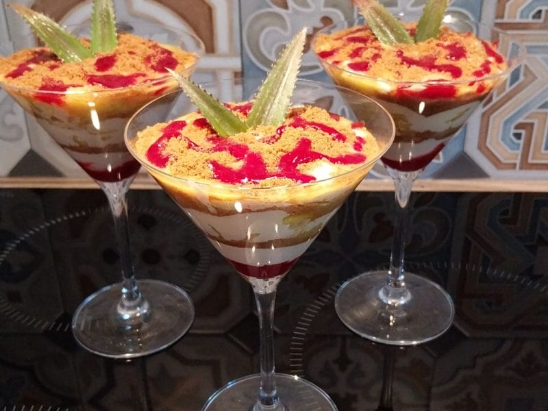 Cliquez pour zoomer ! Tiramisu à l’ananas et son coulis de framboises Thermomix par ghizmo