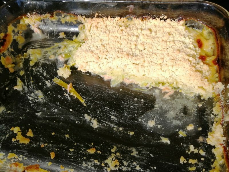 Cliquez pour zoomer ! Crumble de saumon et poireaux Thermomix par Sylvette