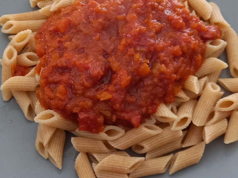 Cliquez pour zoomer ! Rigatoni façon bolognaise à la saucisse de Morteau Thermomix par raphle10