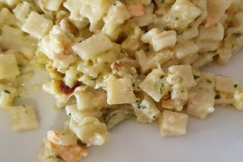Cliquez pour zoomer ! Gratin de crozets aux courgettes et saumon fumé au Thermomix