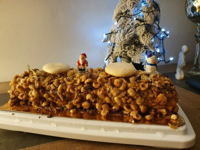 Cliquez pour zoomer ! Bûche pralinée aux éclats de noisettes caramélisés Thermomix par kado91