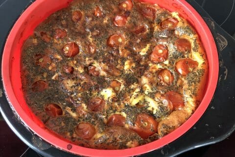 Cliquez pour zoomer ! Clafoutis tomates cerises et fromage de chèvre au Thermomix