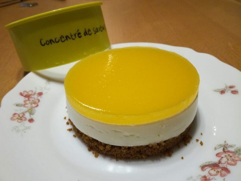Cliquez pour zoomer ! Panna cotta citron sur sablé spéculoos et miroir de mangue Thermomix par djinny