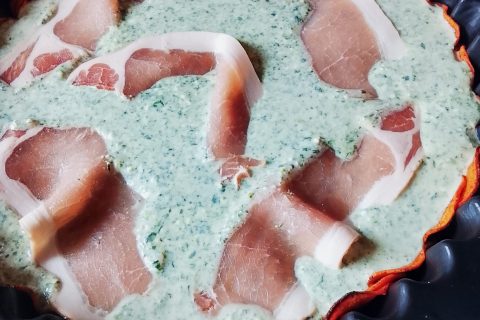 Cliquez pour zoomer ! Quiche à la patate douce, feta et jambon cru Thermomix par Sandyy57