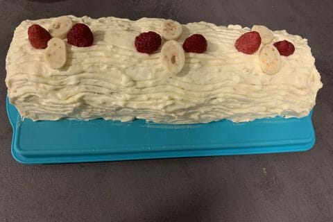 Cliquez pour zoomer ! Bûche de Noël framboises et chocolat blanc au Thermomix
