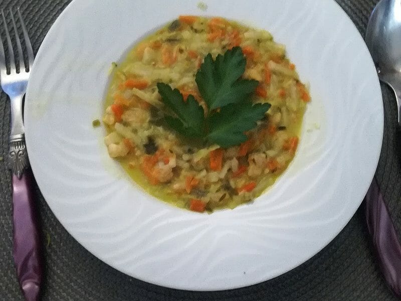 Cliquez pour zoomer ! Crevettes roses aux poireaux Thermomix par Dalidu59