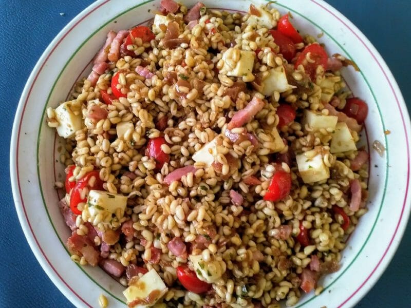 Cliquez pour zoomer ! Salade d’ebly, oignon caramélisé & mozzarella Thermomix par coupaya