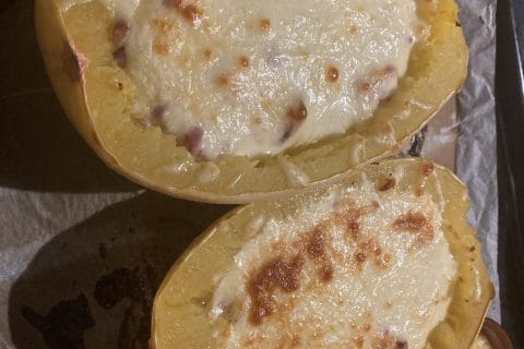 Cliquez pour zoomer ! Courge spaghetti à la crème et aux lardons Thermomix par Laura-35