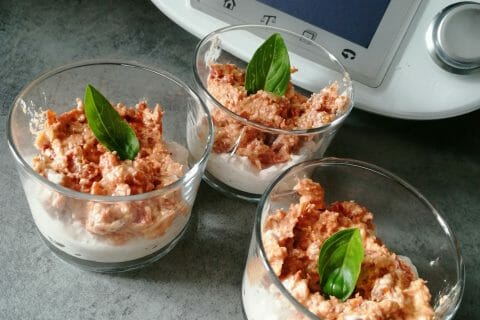 Cliquez pour zoomer ! Verrines mousse de jambon et pesto de tomates confites Thermomix par Al