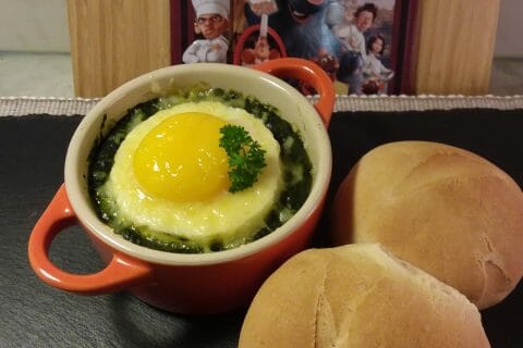 Cliquez pour zoomer ! Oeufs cocotte épinards et chorizo au Thermomix