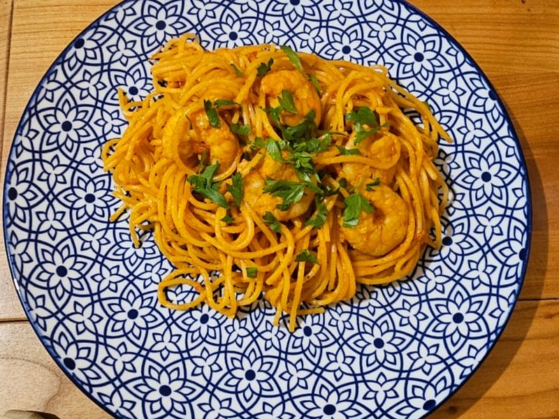 Cliquez pour zoomer ! Spaghettis aux crevettes et à l’ail Thermomix par ludivineh