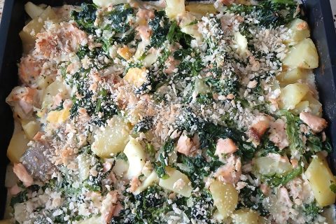 Cliquez pour zoomer ! Gratin de pommes de terre, saumon et épinards Thermomix par NiNi