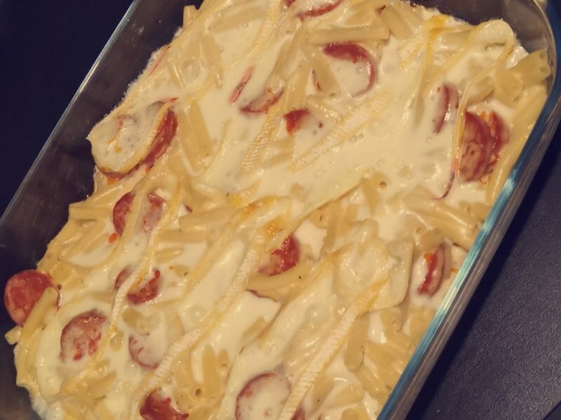 Cliquez pour zoomer ! Gratin de macaroni reblochon et chorizo Thermomix par Carlita95