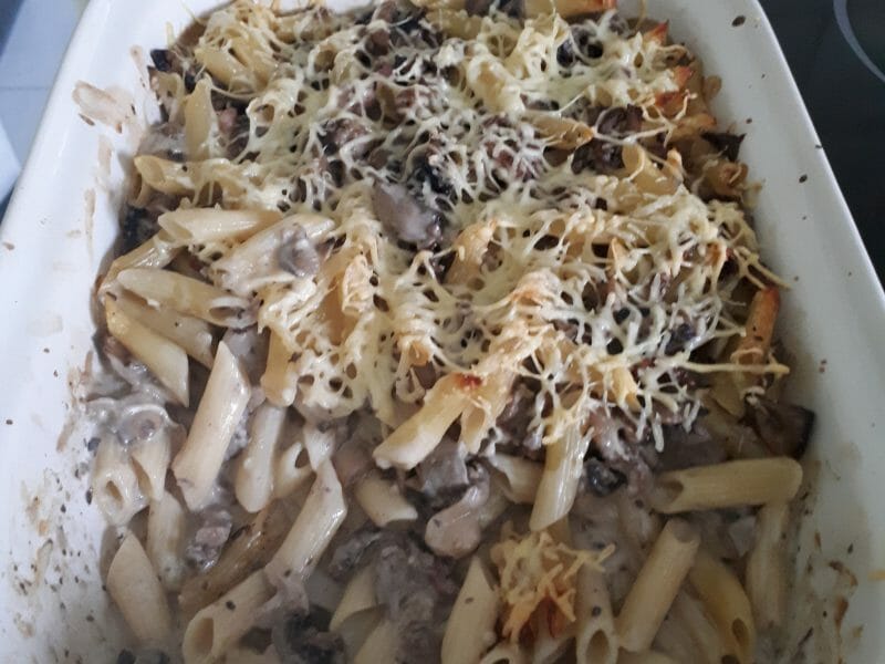 Cliquez pour zoomer ! Gratin de pennes aux champignons Thermomix par Kellyg