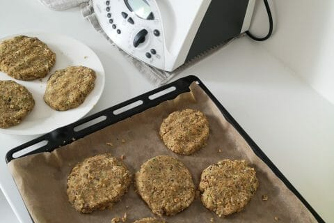 Cliquez pour zoomer ! Steaks lentilles, pois chiches, courgettes Thermomix par cocofab