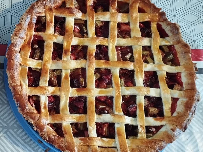 Cliquez pour zoomer ! Tarte aux fraises et à la rhubarbe Thermomix par marie28240