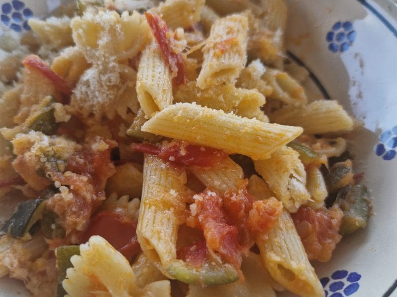 Cliquez pour zoomer ! Salade de pâtes au thon, courgettes et tomates cerises Thermomix par kikoudemoi