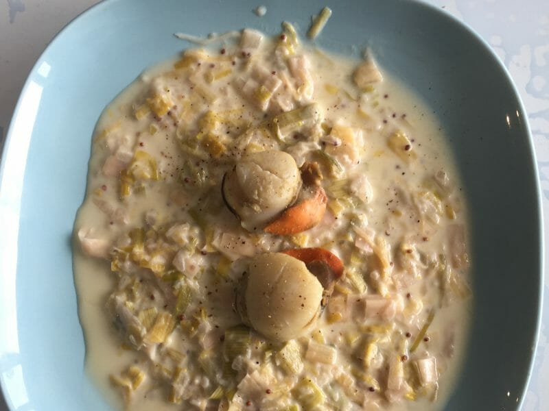 Cliquez pour zoomer ! Saint Jacques aux poireaux Thermomix par ManoB