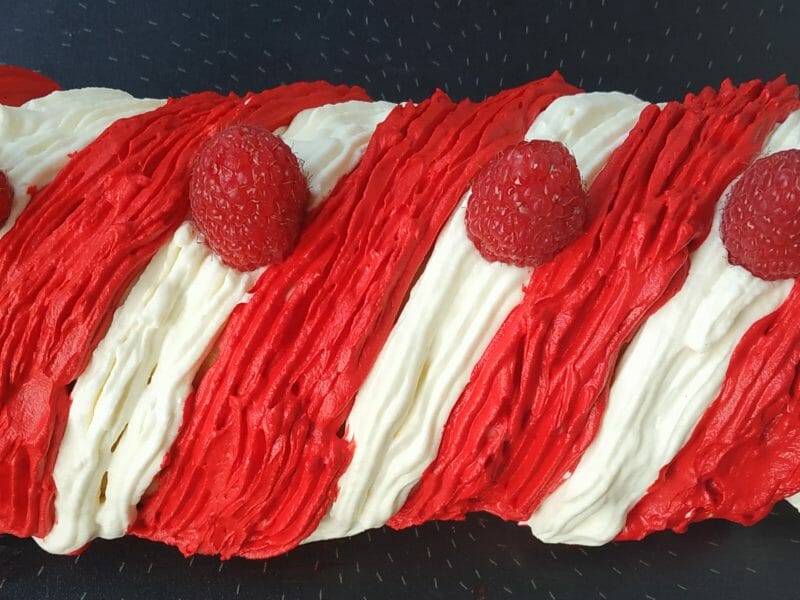 Cliquez pour zoomer ! Bûche de Noël framboises et chocolat blanc Thermomix par jt