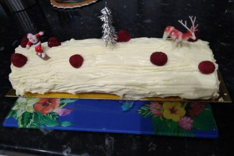 Cliquez pour zoomer ! Bûche de Noël framboises et chocolat blanc au Thermomix