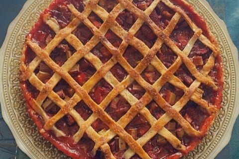Cliquez pour zoomer ! Tarte aux fraises et à la rhubarbe Thermomix par MlleWendy