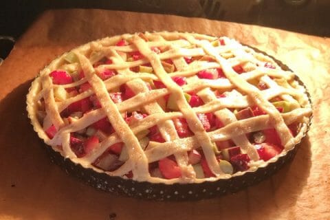 Cliquez pour zoomer ! Tarte aux fraises et à la rhubarbe Thermomix par MlleWendy