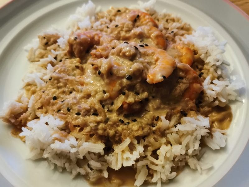 Cliquez pour zoomer ! Crevettes miel sésame au lait de coco Thermomix par yinyang