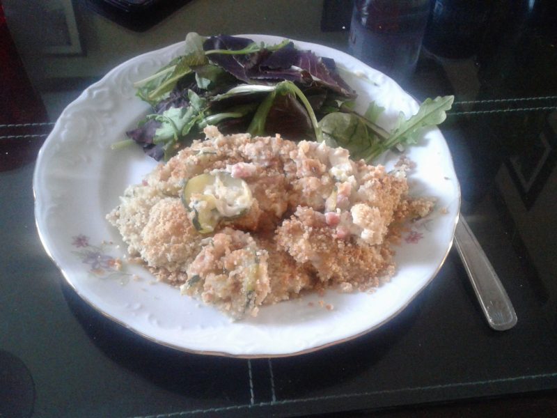 Cliquez pour zoomer ! Crumble courgettes, chèvre et lardons Thermomix par aline13