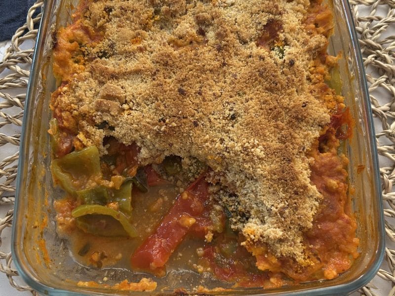 Cliquez pour zoomer ! Crumble poivrons, tomates, parmesan Thermomix par originebike