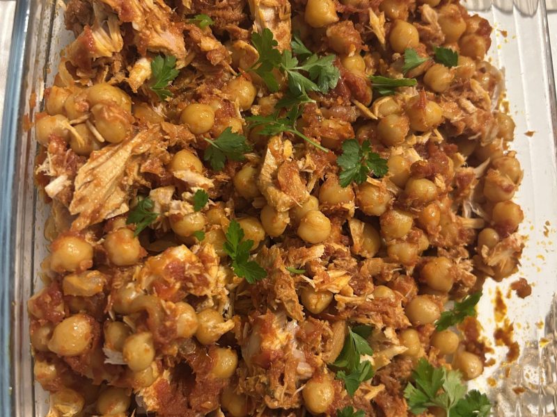 Cliquez pour zoomer ! Mijoté de pois chiches à la tomate, thon et poivrons grillés Thermomix par originebike