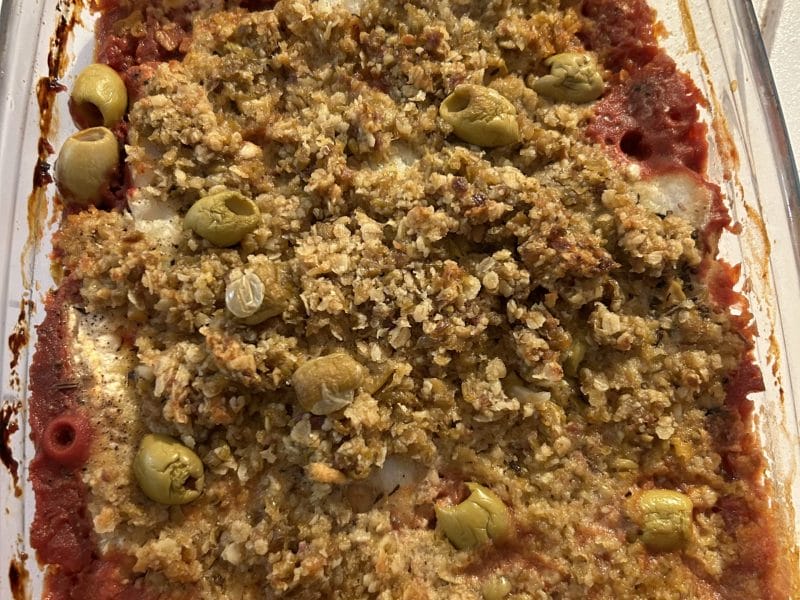 Cliquez pour zoomer ! Cabillaud en croûte d’olives vertes Thermomix par originebike