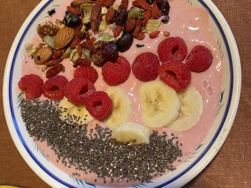 Cliquez pour zoomer ! Smoothie bowl framboise, mangue, banane Thermomix par originebike