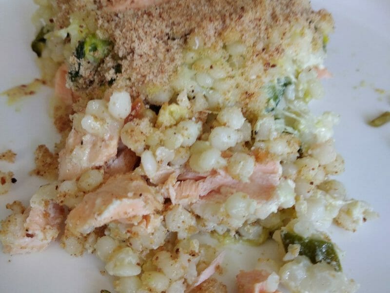 Cliquez pour zoomer ! Gratin de perles, saumon et courgettes Thermomix par originebike