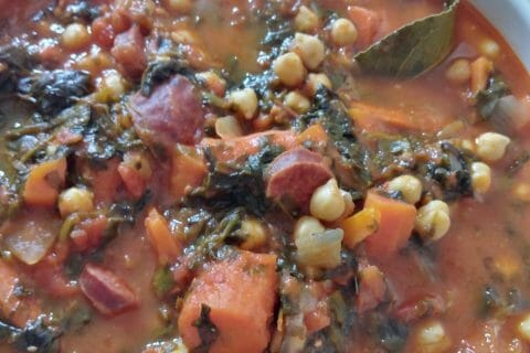 Cliquez pour zoomer ! Ragoût de pois chiches au chorizo et épinards Thermomix par originebike