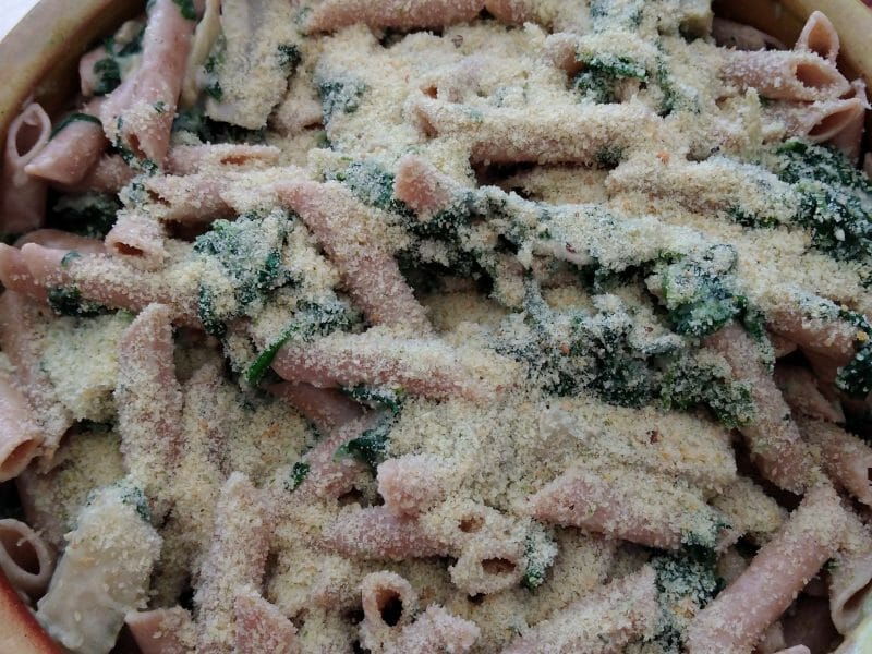 Cliquez pour zoomer ! Gratin de pâtes aux épinards et artichauts Thermomix par originebike