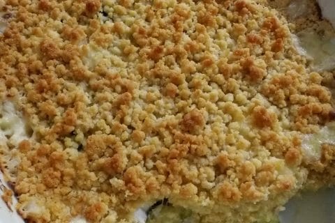 Cliquez pour zoomer ! Crumble courgettes, chèvre et lardons Thermomix par Flowine
