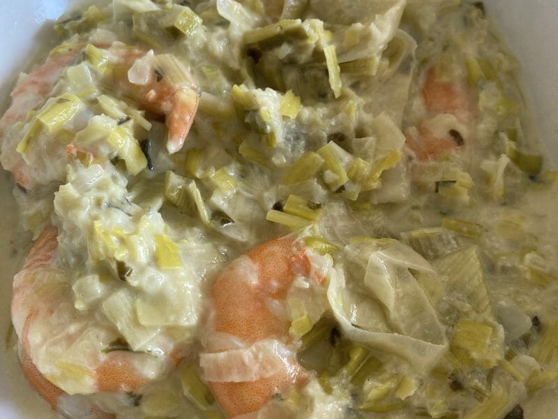 Cliquez pour zoomer ! Crevettes roses aux poireaux Thermomix par C3LIN3