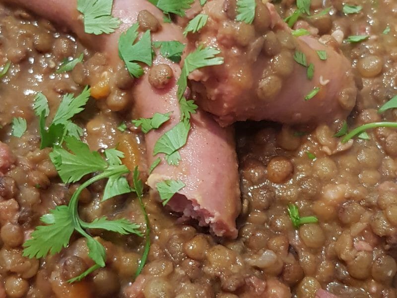 Cliquez pour zoomer ! Lentilles et ses saucisses Thermomix par sophie58