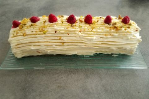 Cliquez pour zoomer ! Bûche de Noël framboises et chocolat blanc au Thermomix