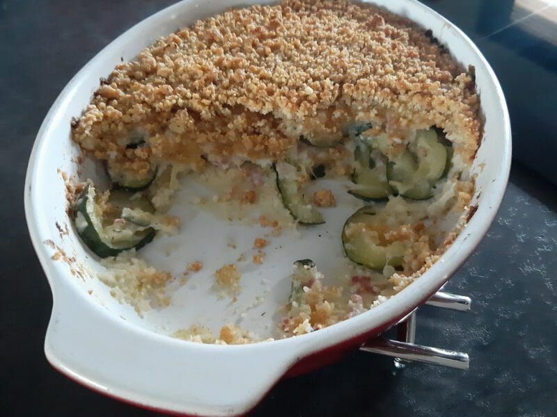 Cliquez pour zoomer ! Crumble courgettes, chèvre et lardons Thermomix par lokev