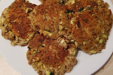 Cliquez pour zoomer ! Steaks lentilles, pois chiches, courgettes au Thermomix