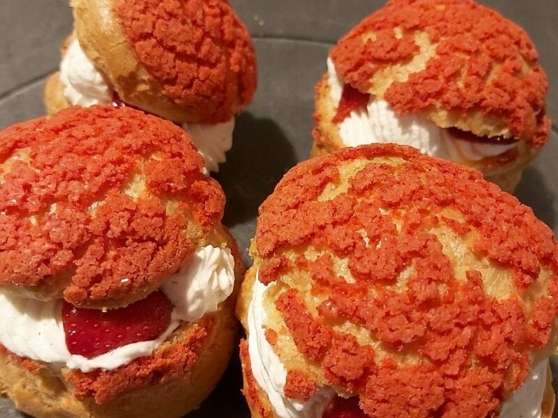 Cliquez pour zoomer ! Choux craquelin fraises chantilly Thermomix par Fac7