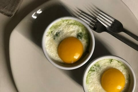 Cliquez pour zoomer ! Oeufs cocotte épinards et chorizo au Thermomix