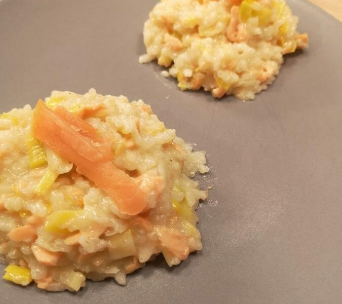Cliquez pour zoomer ! Risotto poireaux et saumon fumé Thermomix par anaispinch