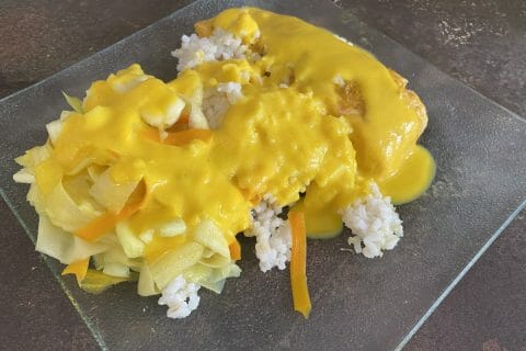 Cliquez pour zoomer ! Saumon sauce curry et tagliatelles de légumes Thermomix par Didou68